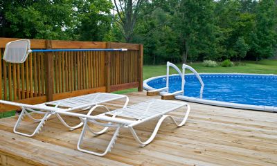 Above Ground Wood Pool Deck Installation
